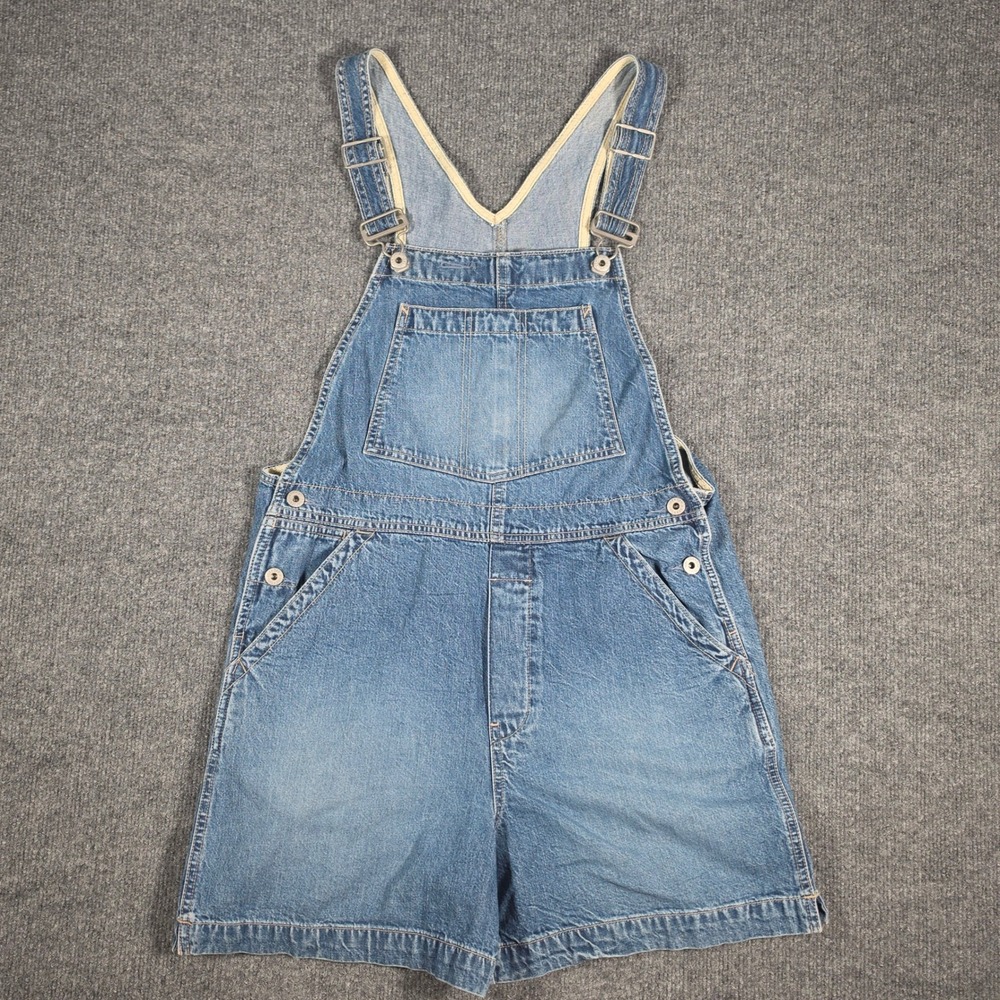 Gap Denim Shortalls Medium Wash Blue Jean Overalls Shorts Womens Size M